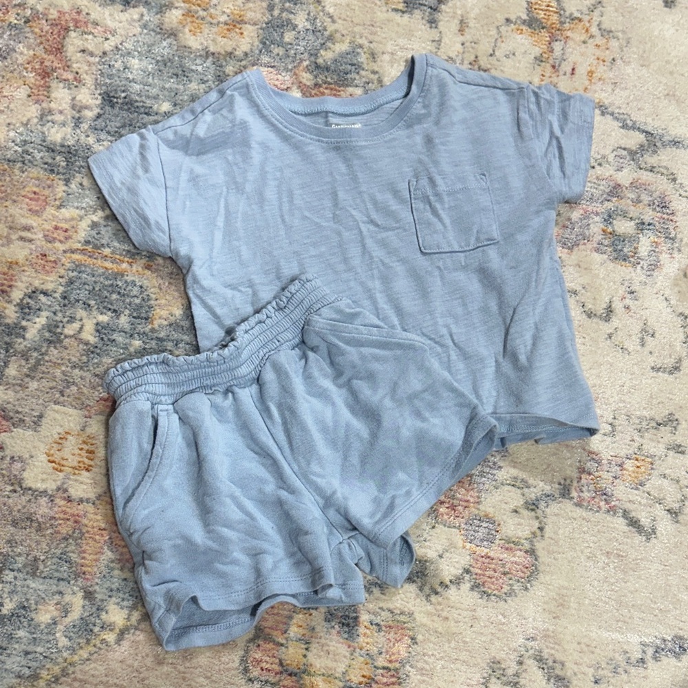 Garanimals Toddler Boys 2-Piece Outfit 3T Blue Pocket Tee & Matching Shorts